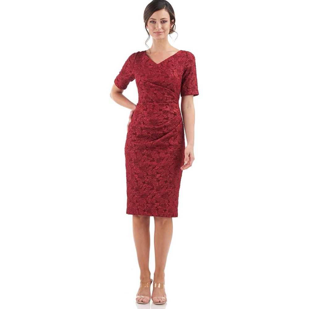 JS Collections Women's Gianna‎ Knee Length Dress In Red Size 4 Wedding Cocktail